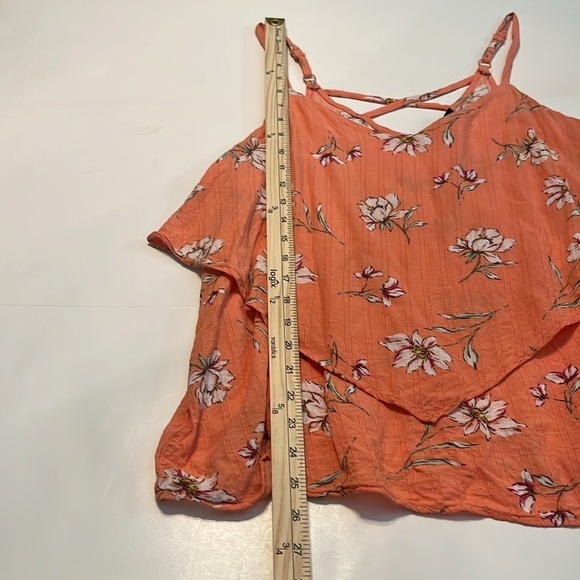 Torrid Floral Orange Sophie Textured Woven Double Layer Swing Cami Size 00 US 10 - Picture 5 of 10